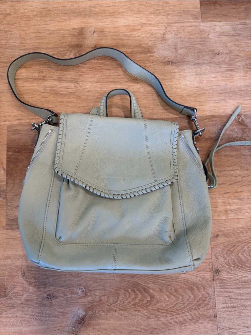Aimee Kestenberg Sage Green Leather Backpack Purse